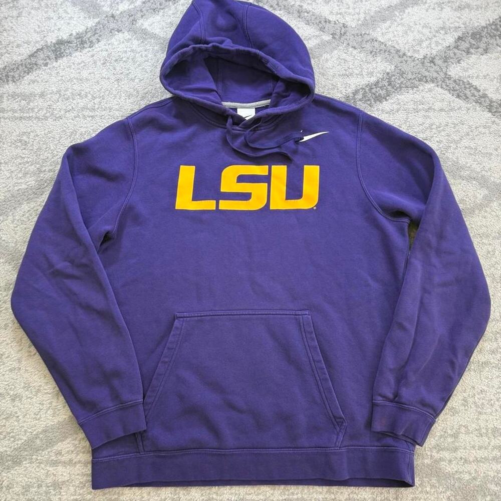 Nike LSU tigers hoodie. Purple yellow size large. small spots (pictured